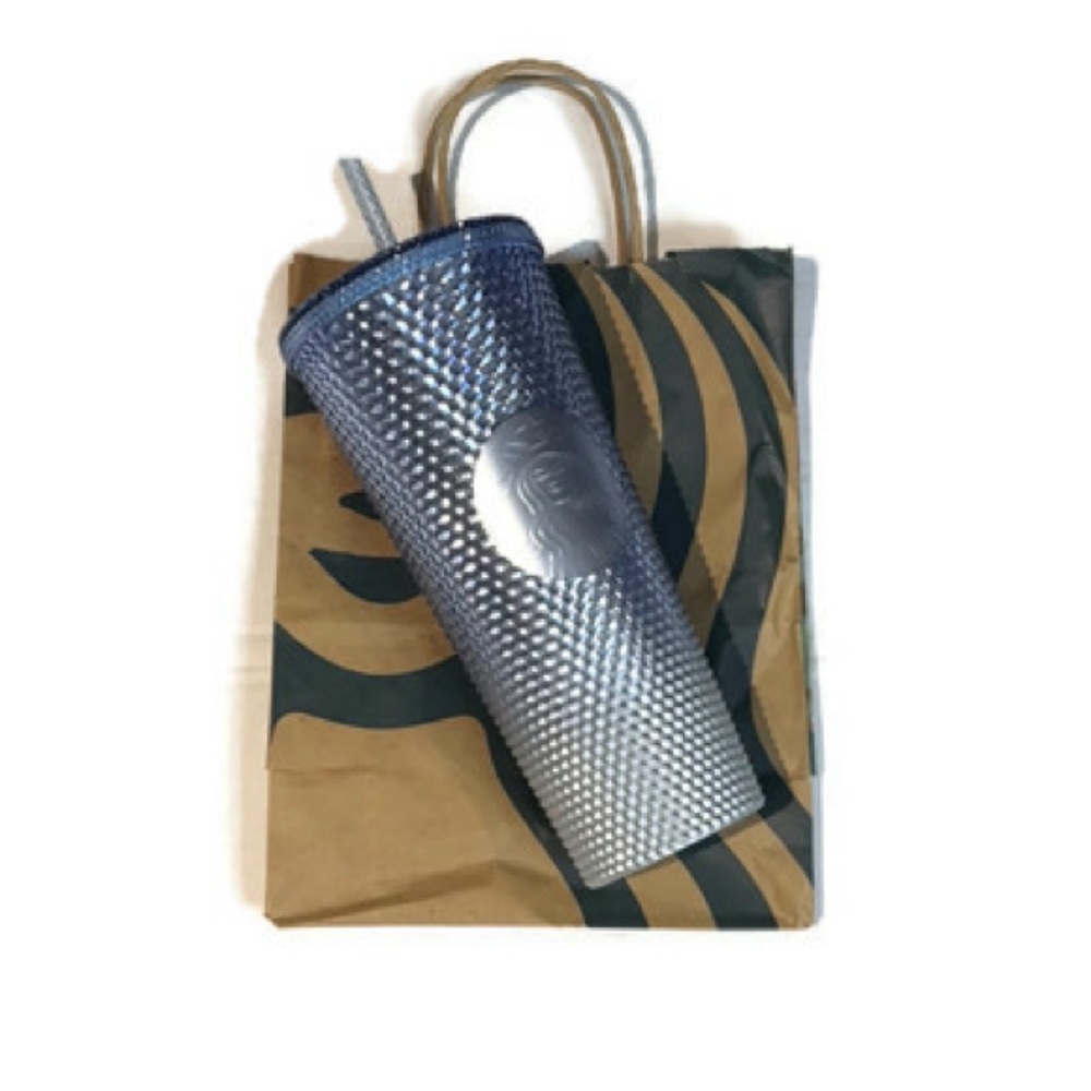 NWT Starbucks icicle blue to silver ombre studded tumbler, venti 24 oz.